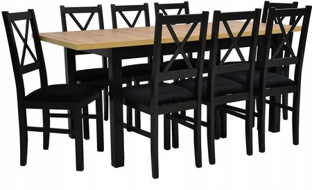 Stół 80x140/180 Artisan i 8 krzeseł drewniane N-10