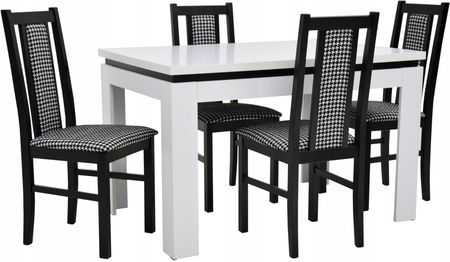 4 krzesła w pepitkę i stół 80x120/160 cm