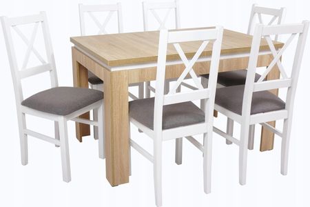 Stół 80x120/160 cm i 6 krzesła Drewniane oparcie X