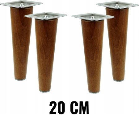 Nogi nóżki drewniane buk proste orzech 20cm zestaw
