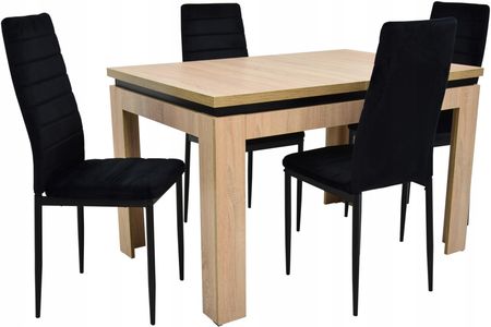 Zestaw 4 krzesła Welur stół 80x120/160 cm