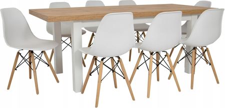 8 krzeseł skandynawskich Stół 90x16/240 Wotan