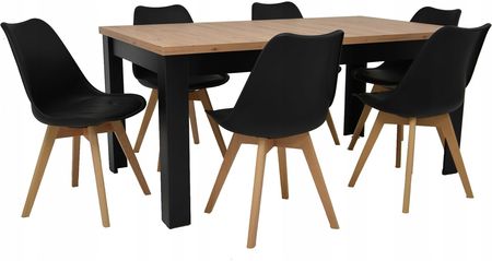 Stół 90x160/200 Artisan i 6 krzeseł skandynawskie