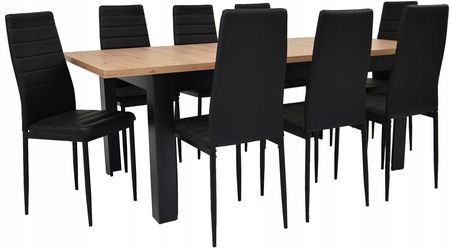 8 krzeseł Ekoskóra Stół 90x160/200 Artisan