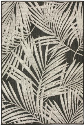 120x170 cm Sznurkowy Dywan W Liście Palm Antracyt