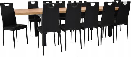 Stół 100x200/300 i 12 krzeseł czarne Eko IK-08