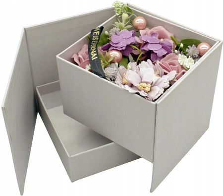 Kwiaty mydlane w pudełku róże flowerbox