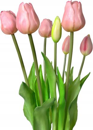 Tulipany Silikonowe Różowe bukiet 7 szt Jak Żywe