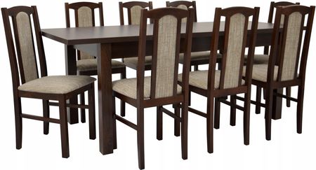 8 krzeseł i stół 80x160/200 cm Komplet Orzech