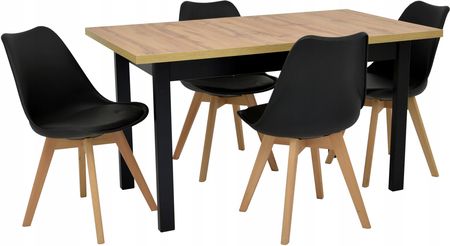 Stół 90x160/240 cm i 4 krzesła skandynawskie