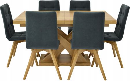 6 krzeseł i stół X 90x140/210 cm fornir Ołtarz