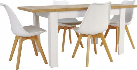 Zestaw skandynawski 4 krzesła i stół 80x120/160