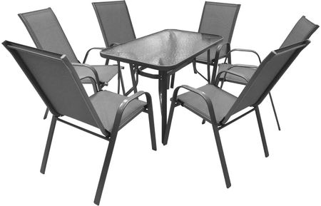 Zestaw Mebli Ogrodowych Na Taras Stół 120X70 I Krzesła Dla 6 Osób Szary