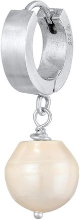 Kuzzoi Kolczyki Męska Kreola Single Piece Z Perłą Słodkowodną 925 Sterling Silver Biżuteria 