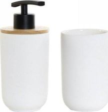 Dkd Home Decor Zestaw Do Kąpieli Biały Bambus Kamionka Skandynawski 8X8 18 Cm 2 Części