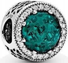 Mo-Biżuteria Charms Ze Srebra 925/ Z Lśniącym Zielonym Kamienie