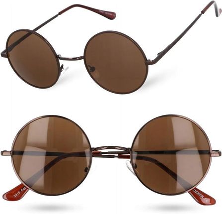 Okulary Lenonki brązowe przeciwsłoneczne hippie retro T3310C