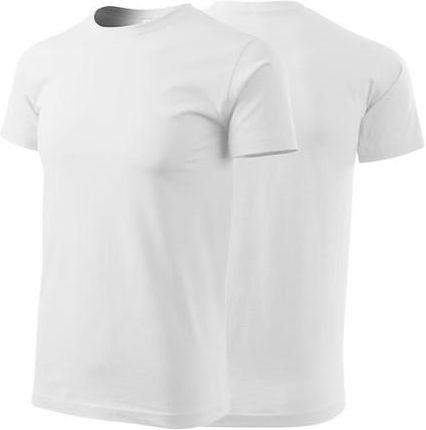 Koszulka biała z krótkim rękawem z logo na sercu i plecach męska z nadrukiem logo firmy 160g BASIC129 kolor 00 koszulka krótki rękaw