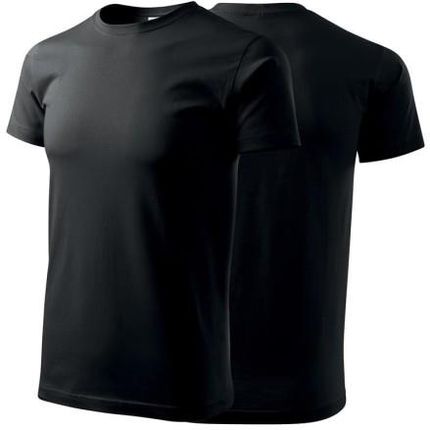 Koszulka czarna z krótkim rękawem z logo na sercu i plecach męska z nadrukiem logo firmy 160g BASIC129 kolor 01 koszulka krótki rękaw