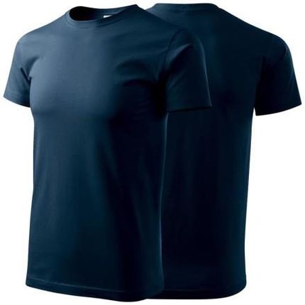 Koszulka granatowa z krótkim rękawem z logo na sercu męska z nadrukiem logo firmy 160g BASIC129 kolor 02 koszulka krótki rękaw