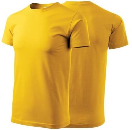 Koszulka żółta z krótkim rękawem z logo na sercu męska z nadrukiem logo firmy 160g BASIC129 kolor 04 koszulka krótki rękaw