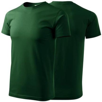 Koszulka zieleń butelkowa z krótkim rękawem z logo na sercu męska z nadrukiem logo firmy 160g BASIC129 kolor 06 koszulka krótki rękaw