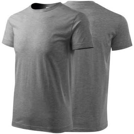 Koszulka ciemnoszary melanż z krótkim rękawem z logo na sercu męska z nadrukiem logo firmy 160g BASIC129 kolor 12 koszulka krótki rękaw