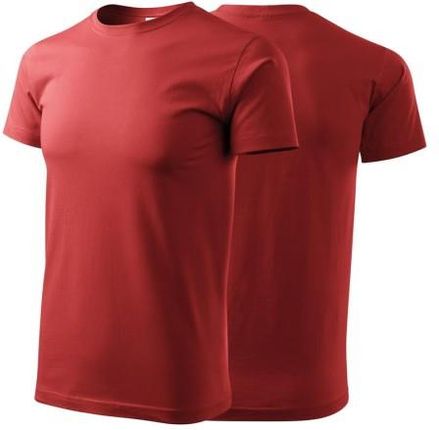 Koszulka bordowa z krótkim rękawem z logo na sercu męska z nadrukiem logo firmy 160g BASIC129 kolor 13 koszulka krótki rękaw