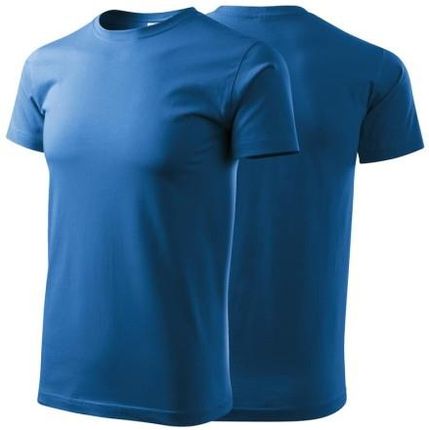 Koszulka lazurowa z krótkim rękawem z logo na sercu męska z nadrukiem logo firmy 160g BASIC129 kolor 14 koszulka krótki rękaw