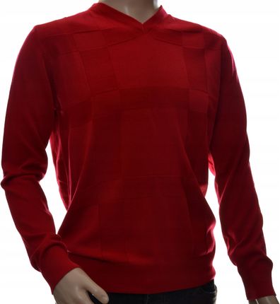 Sweter męski z kaszmiru i wełny merynosów czerwony 3XL