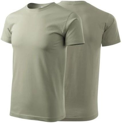 Koszulka jasny khaki z krótkim rękawem z logo na sercu i plecach męska z nadrukiem logo firmy 160g BASIC129 kolor 28 koszulka krótki rękaw