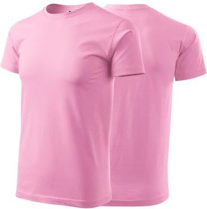 Koszulka różowa z krótkim rękawem z logo na sercu męska z nadrukiem logo firmy 160g BASIC129 kolor 30 koszulka krótki rękaw