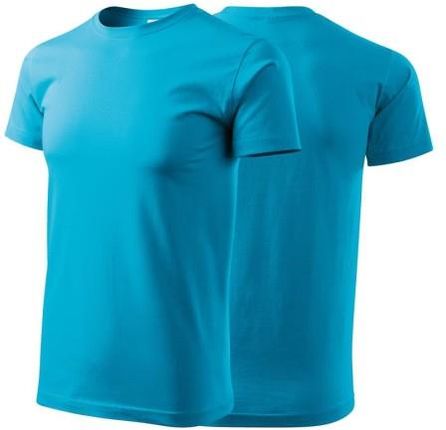 Koszulka turkusowa z krótkim rękawem z logo na sercu męska z nadrukiem logo firmy 160g BASIC129 kolor 44 koszulka krótki rękaw