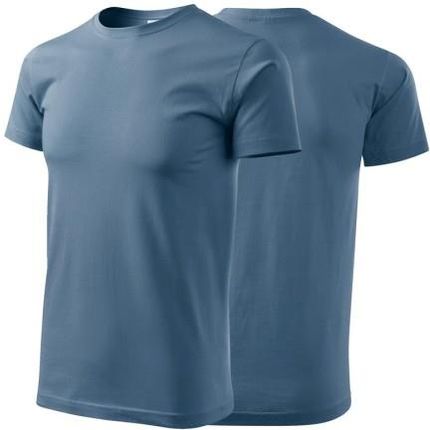 Koszulka denim z krótkim rękawem z logo na sercu męska z nadrukiem logo firmy 160g BASIC129 kolor 60 koszulka krótki rękaw