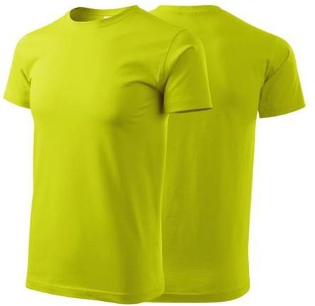 Koszulka limetkowa z krótkim rękawem z logo na sercu męska z nadrukiem logo firmy 160g BASIC129 kolor 62 koszulka krótki rękaw