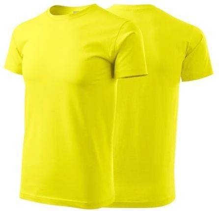 Koszulka cytrynowa z krótkim rękawem z logo na sercu i plecach męska z nadrukiem logo firmy 160g BASIC129 kolor 96 koszulka krótki rękaw