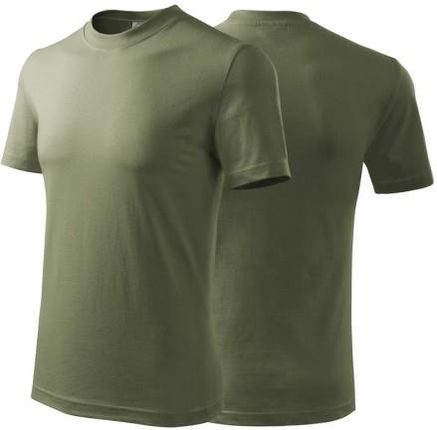 Koszulka khaki z krótkim rękawem z logo na sercu i plecach unisex z nadrukiem logo firmy 200g HEAVY110 kolor 09 koszulka krótki rękaw