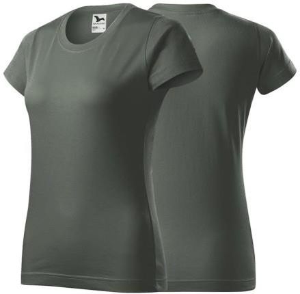 Koszulka ciemny khaki z krótkim rękawem z logo na sercu i plecach damska z nadrukiem logo firmy 160g BASIC134 kolor 67 koszulka krótki rękaw
