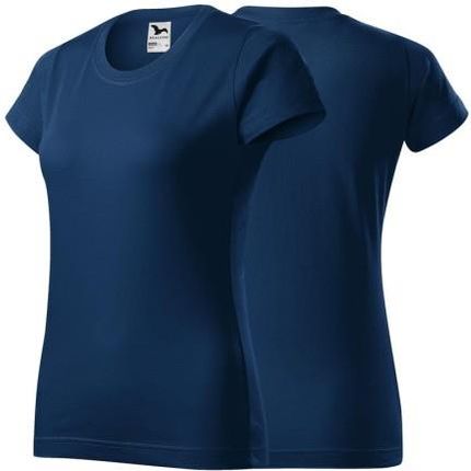Koszulka ciemnoniebieska z krótkim rękawem z logo na sercu damska z nadrukiem logo firmy 160g BASIC134 kolor 87 koszulka krótki rękaw