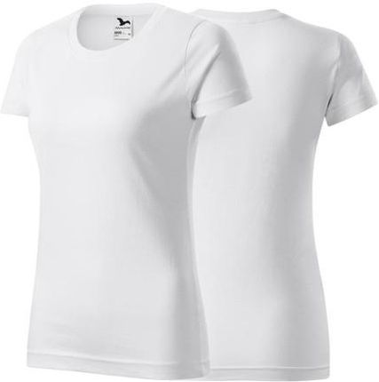 Koszulka biała z krótkim rękawem z logo na sercu damska z nadrukiem logo firmy 160g BASIC134 kolor 00 koszulka krótki rękaw