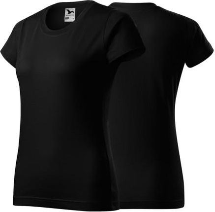 Koszulka czarna z krótkim rękawem z logo na sercu i plecach damska z nadrukiem logo firmy 160g BASIC134 kolor 01 koszulka krótki rękaw