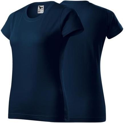 Koszulka granatowa z krótkim rękawem z logo na sercu damska z nadrukiem logo firmy 160g BASIC134 kolor 02 koszulka krótki rękaw