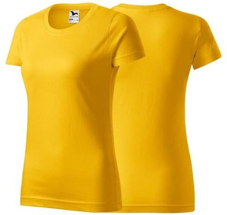 Koszulka żółta z krótkim rękawem z logo na sercu damska z nadrukiem logo firmy 160g BASIC134 kolor 04 koszulka krótki rękaw
