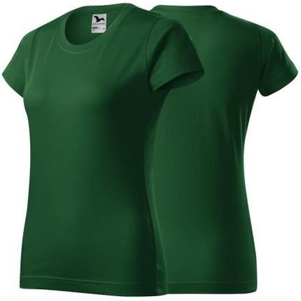 Koszulka zieleń butelkowa z krótkim rękawem z logo na sercu damska z nadrukiem logo firmy 160g BASIC134 kolor 06 koszulka krótki rękaw