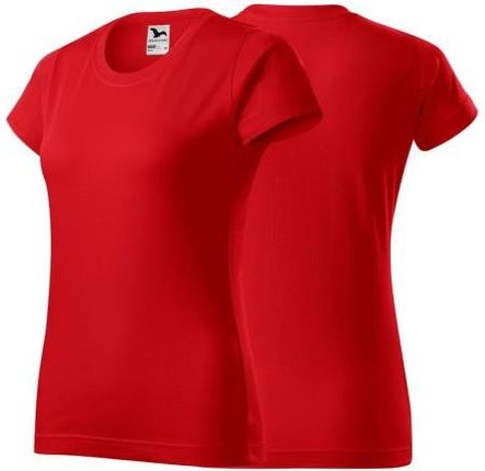 Koszulka czerwona z krótkim rękawem z logo na sercu damska z nadrukiem logo firmy 160g BASIC134 kolor 07 koszulka krótki rękaw