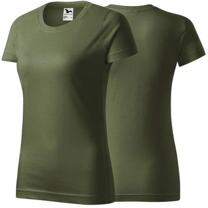 Koszulka khaki z krótkim rękawem z logo na sercu damska z nadrukiem logo firmy 160g BASIC134 kolor 09 koszulka krótki rękaw
