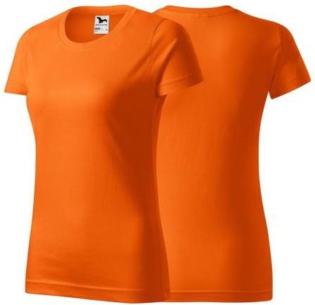 Koszulka pomarańczowa z krótkim rękawem z logo na sercu damska z haftem nadrukiem logo firmy 160g BASIC134 kolor 11 koszulka krótki rękaw