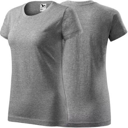 Koszulka ciemnoszary melanż z krótkim rękawem z logo na sercu damska z nadrukiem logo firmy 160g BASIC134 kolor 12 koszulka krótki rękaw