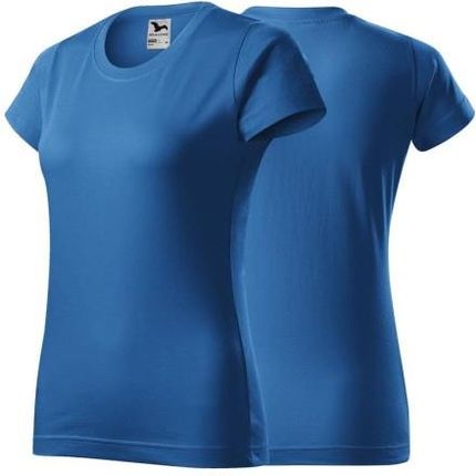 Koszulka lazurowa z krótkim rękawem z logo na sercu i plecach damska z nadrukiem logo firmy 160g BASIC134 kolor 14 koszulka krótki rękaw