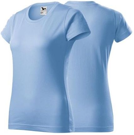 Koszulka błękitna z krótkim rękawem z logo na sercu damska z nadrukiem logo firmy 160g BASIC134 kolor 15 koszulka krótki rękaw